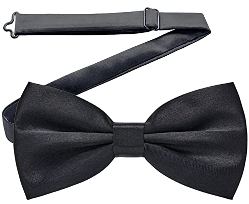 AONAT Pajarita Hombre Corbatas de lazo preatadas Elegante para hombres para fiesta de bodas Pajaritas adulto ajustables lisas de lujo Corbata - Negro