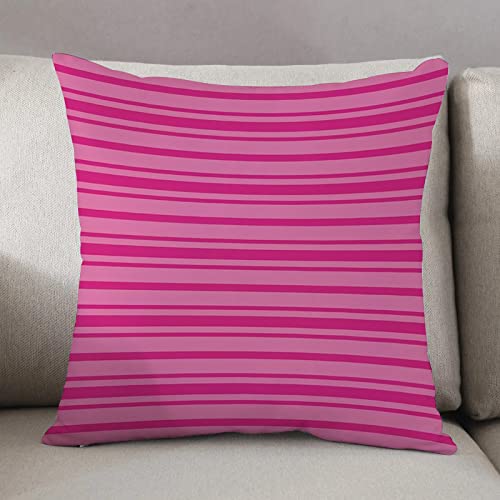 Funda Cojines del Sofá 50x50cm,Rosa fuerte, rayas horizontales en negrita y finas en tonos rosa Composición geométrica,Throw Cojín Decoración Almohada Caso de la Cubierta Decorativo para Sala de Estar