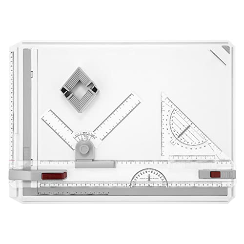 Himimi A3 Tableros de Dibujo Mesa de Dibujo, Herramienta de Dibujo Multifuncional con Regla Clara Movimiento Paralelo y ángulo de Sistema de medición Ajustable
