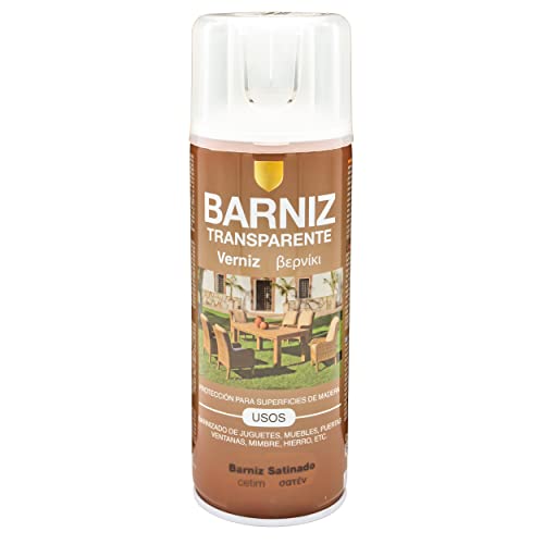 Pintura spray 400ml Barniz Satinado transparente para Metal/Madera/Plástico(Barniz Satinado,1 Bote)