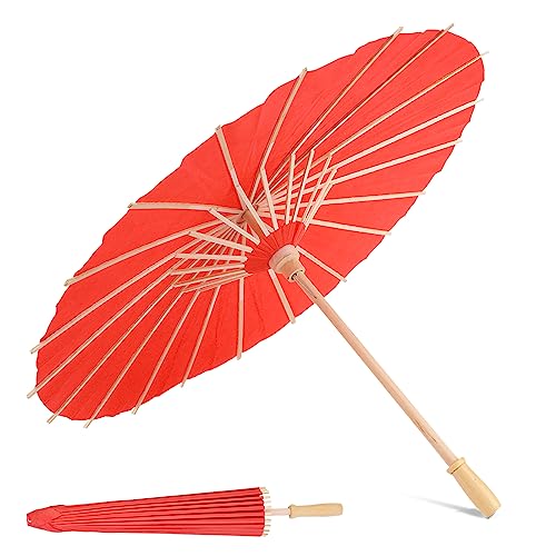 HERCHR sombrilla para Bodas, Paraguas de Papel Chino/Japonés Papel Parasol,Rojo Paraguas de Papel, Paraguas de Danza clásica de Arte Chino, Decoración para Boda Novia Partido Photo Prop(Rojo)