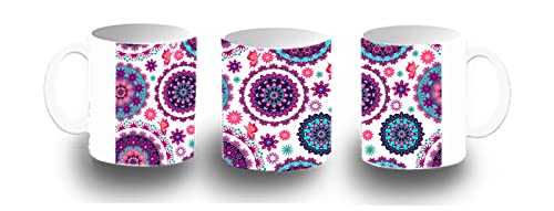 MERCHANDMANIA TAZA BLANCA motivo flores rosas carmesi colores adorno color mug.