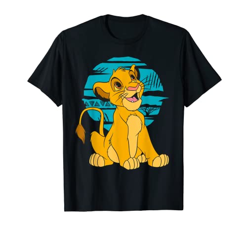 Disney El Rey León Jóven Simba Feliz Azul Retro Camiseta