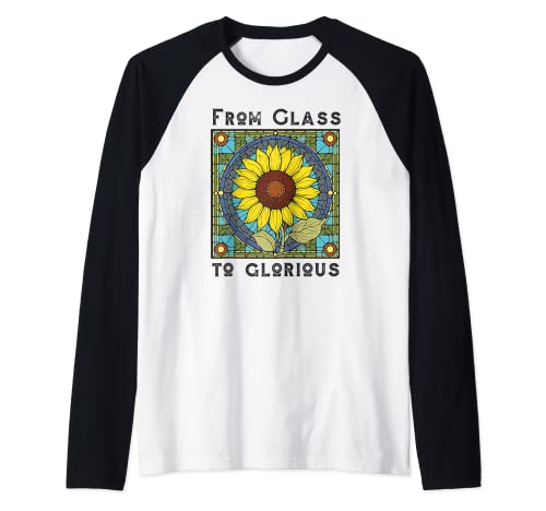 Vidrieras con diseño de girasol, colorido Camiseta Manga Raglan