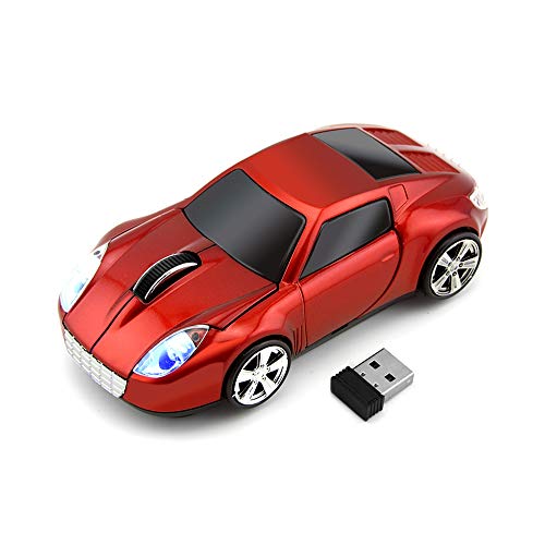 Aikchi Ratón deportivo inalámbrico para coche, ratón óptico 3D para computadora portátil de escritorio PC ratones, 2.4GHz 1000DPI Mouse para TSL (rojo)