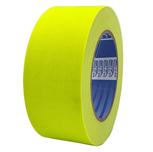 ACIT Cinta de tela fluorescente amarilla, 50 mm x 25 m, cinta de tela reforzada, Duct Tape, cinta adhesiva americana fluorescente, reparaciones, fijación y embalaje de alta estanqueidad (Amarillo)