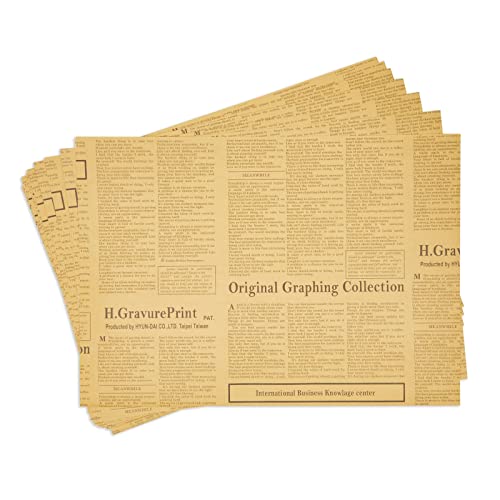 Rollo de papel Kraft- Paquete de 12 rollos de papel para envolver, rollos de papel kraft marrón con diseño de periódico, papel de regalo marrón, 70,5 cm x 50,2 cm