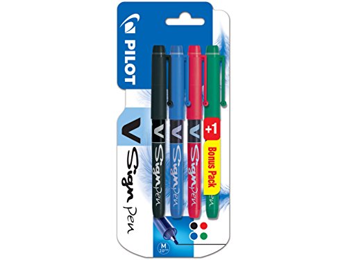 Pilot V-sign - Juego de bolígrafos (4 unidades), color negro, azul, rojo y verde