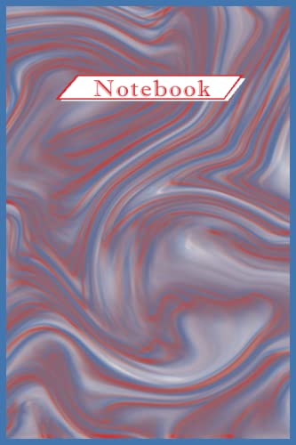 Red and Royal Blue Water color, oil paint, abstract design, marble texture: Ruled Notebook journal(6x9 - 110 pages) Writing Notes Journal for school, ... kids, boys, girls for Christmas, black friday