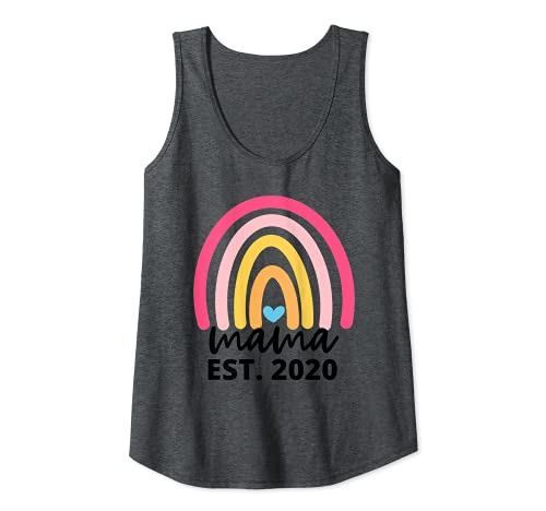 Mujer Mama Established 2020 Diseño del arco iris del día de la madre Camiseta sin Mangas