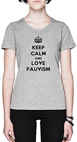 Keep Calm and Love Fauvism Gris Mujer Camiseta Tamaño XS Grey Women's tee Size XS