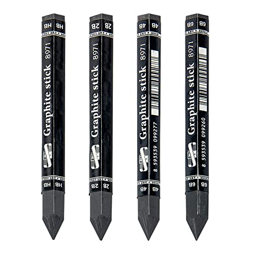 OhMill 4 lápices de dibujo lápices de bocetos lápices de carboncillo lápiz de carbón boceto profesional lápiz grafito grueso para niños adultos artistas principiantes