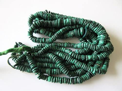 LKBEADS Malachite Tyre Beads Necklace, Natural Malachite Round Heishi Beads, 6.5mm To 10mm Beads, 19 Inch Strand