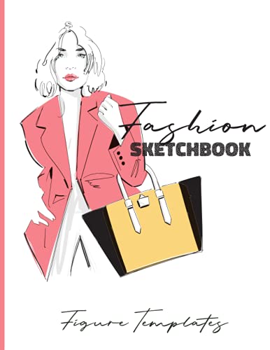 Fashion Sketchbook figure templates: Female figures for sketching your fashion designs, front, side and back poses, sections for note Material, Pattern, Colors, and Additional notes