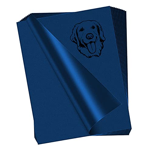 Papel de transferencia de 30 hojas de papel de carbono azul, papel de transferencia azul grafito A4, papel de copia de trazado para madera, papel (8.5 x 11 pulgadas)