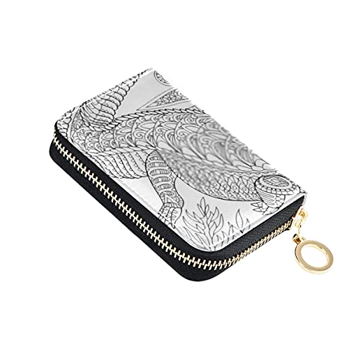 Cartera de tarjeta, Zentangle Estilizado de dibujos animados Cocodrilo Cocodrilo Entre pequeño Cremallera de cuero Estuche para tarjeta de crédito Soporte para pasaporte de viaje para hombres y mujer