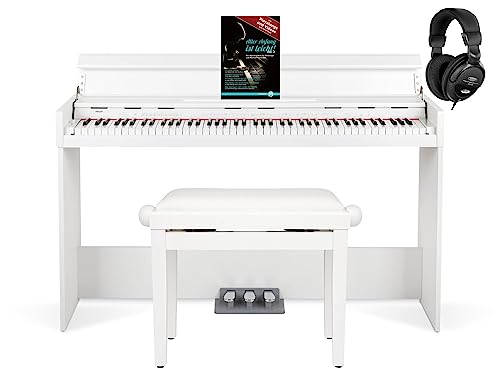 FunKey DP-1088 WM Piano digital blanco mate Set incl. banco, auriculares y libro de piano