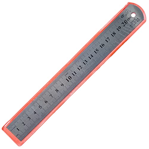 Regla metalica de 20 cm con doble escala métrica y imperial, escalas grabadas en laser. Ideal para manualidades, escuela, oficina o bricolaje.