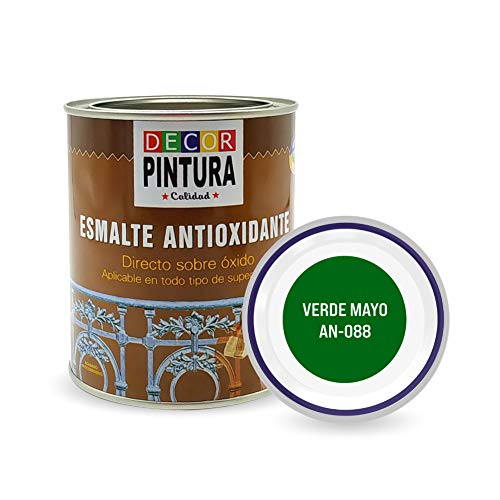 Rc Ocio Pintura antioxidante exterior para metal minio Pinturas esmalte antioxido para galvanizado , hierro, forja , barandilla, chapa para interiores y exteriores - Lata 750ml(Verde Mayo)