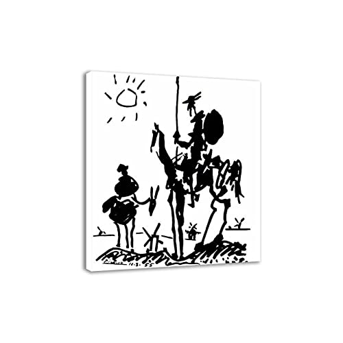 Cuadros en lienzo de Pablo Picasso Famoso-Reproducciones de Cuadros-Don Quijote-Picasso Lienzo Arte de pared Enmarcado 35x42cm Enmarcado