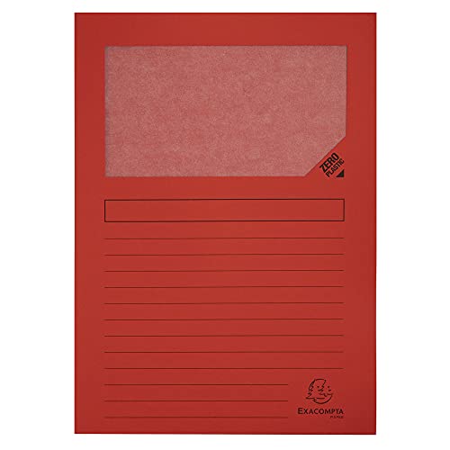 Exacompta 50105E - Lote de 100 Subcarpetas Forever 120 con ventana e impresas, Color Rojo