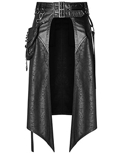 Punk Rave Dieselpunk media falda Kilt negro gótico Steampunk Apocalíptico LARP