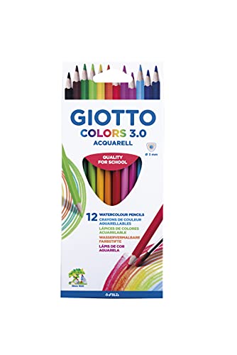 Giotto Colors Aquarell 3.0 Lápices de Colores Acuarelables, Estuche 12 Uds.