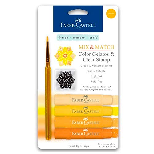 Faber-Castell 121801 - Blíster con 4 gelatos, pincel y sello, color amarillo