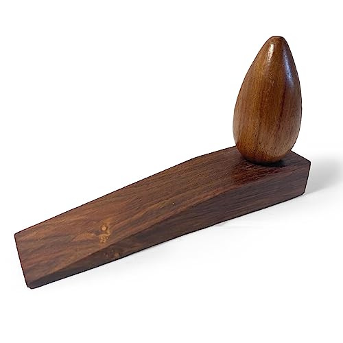 Tope de puerta de cuña de madera con parte superior ovalada | Cuña de puerta | Ovoide de madera | Accesorios de puerta | Tope de puerta | Tope de puerta | Materiales naturales