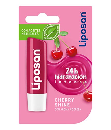 Liposan Cherry Shine (1 x 4,8 g), cacao de labios con olor a cereza, bálsamo labial con color, bálsamo hidratante para unos labios bonitos, suaves y jugosos