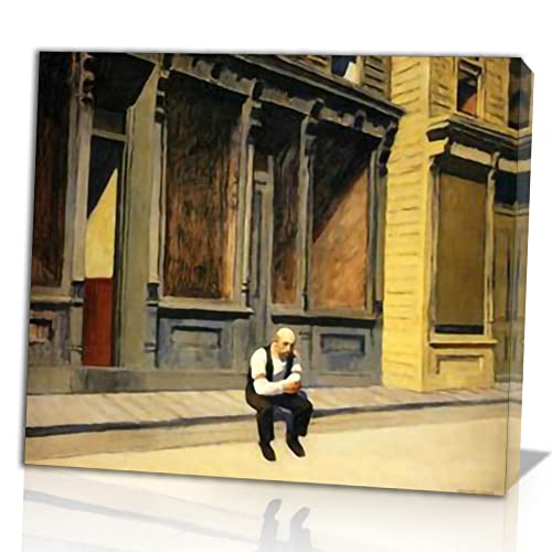 TANEGE Edward Hopper Cuadro Decorativo Canvas Lienzo Impresión |Obras de Arte Para Paredes Del Hogar Montado En Bastidor De《sunday》Enmarcado-65x71cm(25.6x27.5in)