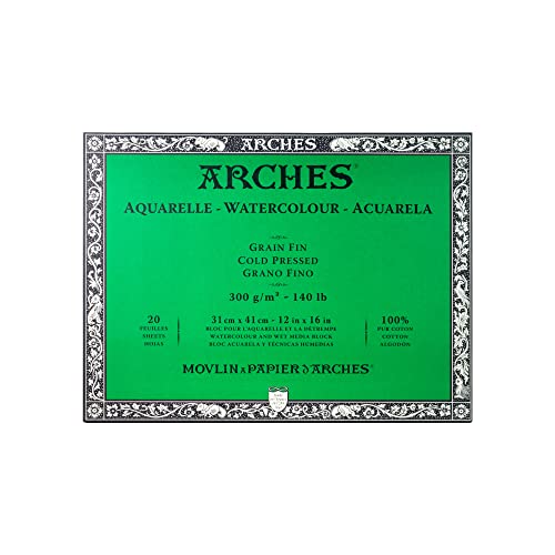 ARCHES Bloc Enc 4L 31x41 20H Arches Aquarelle 100% Fino 300g Blanc Nat