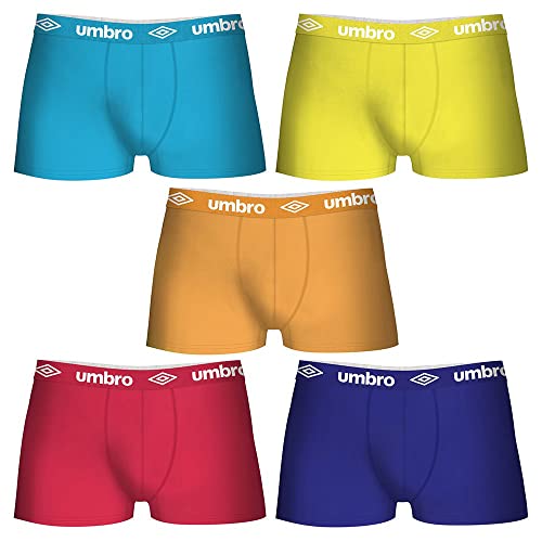 Umbro T017-1 Boxer, Multicolor(Azul/Amarillo/Naranja/Rojo/Turquesa), XX-Large (Tamaño del fabricante:XXL) (Pack de 5) para Hombre