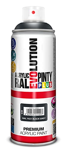 NOVASOL Pintura Spray Acrílica Brillo PINTYPLUS Evolution 520cc Black Grey Ral 7021, Único, 300 g (Paquete de 1), 400