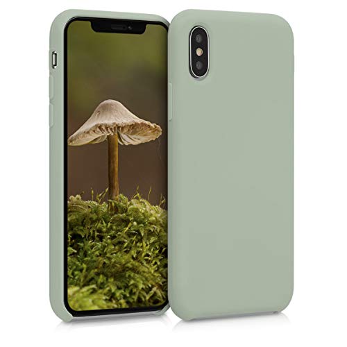 kwmobile Carcasa Compatible con Apple iPhone XS Funda - Case TPU y Silicona antigolpes - Apto Carga inalámbrica - Gris Verdoso