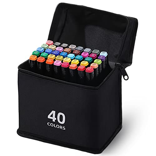 RiyaNed Rotuladores, Permanente Marker Pen Doble Punta Marcadores Graffiti para Dibujar Colorear Resaltar y Subrayar (40)