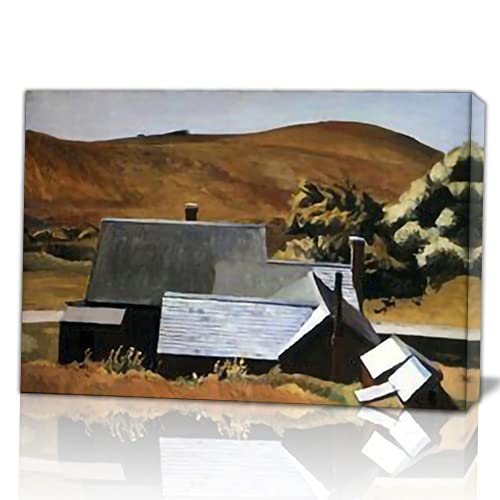 TANEGE Edward Hopper Cuadro Decorativo Canvas Lienzo Impresión |Obras de Arte Para Paredes Del Hogar Montado En Bastidor De《house》Enmarcado-30x42cm 12x17inch
