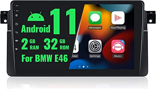 2G+32G Android 11 Radio Coche para BMW E46 3Series (1998-2006),CAMECHO Radio 2 DIN con 9 Pulgadas Pantalla Táctil Wireless Android Auto Wireless Carplay GPS WiFi Bluetooth FM/RDS HiFi+Camara Trasera