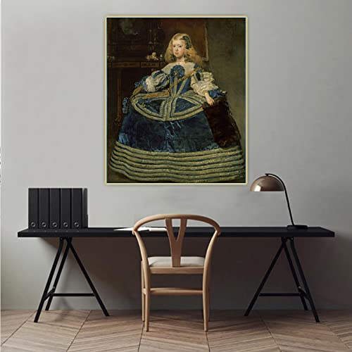 Diego Velázquez 《 Infanta Margarita Teresa en un vestido azul 》 lienzo pintura al óleo póster imagen decoración del hogar lienzo arte impresión 40x60 cm sin marco