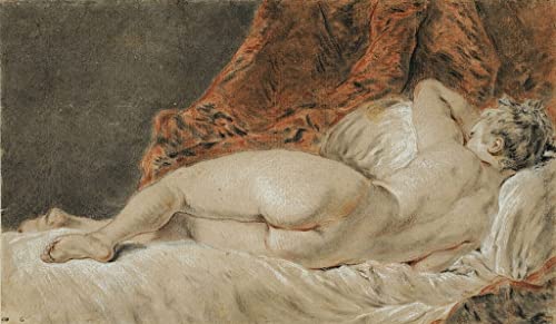 AZENZI Impresión de imagen en lienzo Póster de arte lienzo Pintura famosa Mujer recostada vista de espaldas por François Boucher para sala de estar 60x90cm