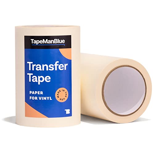TapeManBlue Cinta de transferencia para vinilo, 6 pulgadas x 100 pies, papel con adhesivo plano de adherencia media-alta. Cinta de aplicación de fabricación estadounidense para cortadores