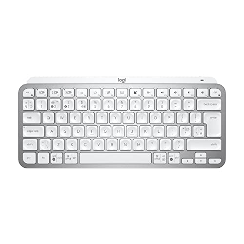 Logitech MX Keys Mini for Business, Teclado retroiluminado inalámbrico, Disposición QWERTY Inglés Reino Unido - Gris claro