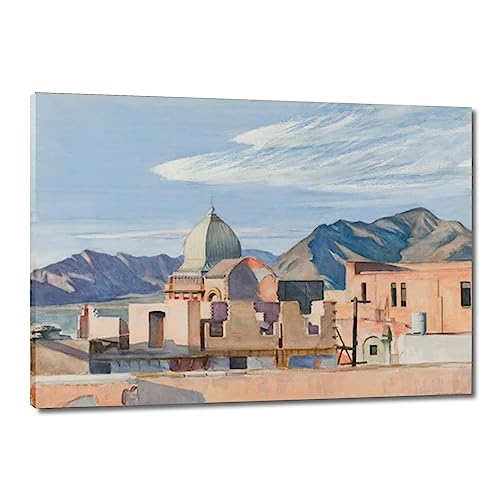 GJRYHXT Cuadros enmarcadas de arte mural por Edward Hopper: Construcción en México. Reproducción de obras de arte famosas en lienzo. Póster de decoración para salón 50x70cm lienzo envuelto