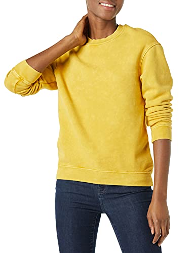 Goodthreads Sudadera Heritage Beefy en Felpa con Cuello Redondo Mujer, Amarillo Ocre, Lavado con Acido, XS