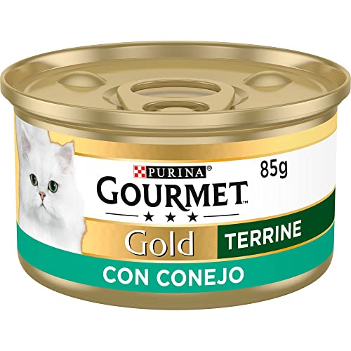 Purina Gourmet Gold Terrine, Comida Húmeda para Gato con Conejo, 24 latas de 85g