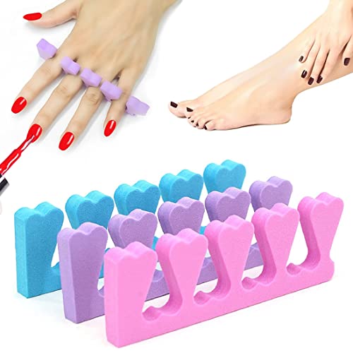 Separador para Dedos de los Pies, 6 piezas de dedos de las manos y de los pies separador de corazon de durazno, Espuma suave Esponja Separadores del dedo Divisor Manicura Pedicura Herramientas