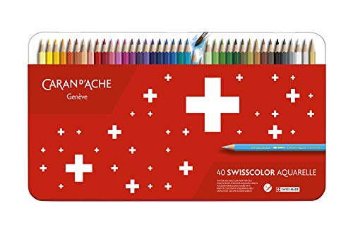 CARAN d'ACHE 1285.740 SwissColor Color Lápiz con caja de metal, Paquete de 40