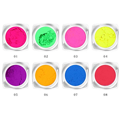 Gulangkeng Kit de pigmento de resina, 8 unidades de polvo fluorescente de pigmento UV, luz negra reactiva luminosa que brilla en la oscuridad, kit de pigmentos de resina para herramientas de