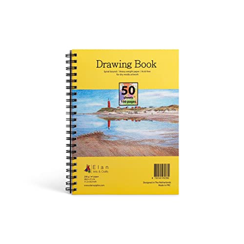 Elan Sketchbook Cuaderno de dibujo A4 Block de dibujo A4 Para Artistas. Cuaderno dibujo con papel 200 g/m². La libreta dibujo tamaño A4, cuaderno para pintar, bloc de dibujo A4 o block dibujo A4