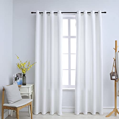 TOYOCC Decoración,tratamientos de ventanas, cortinas y cortinas, cortinas opacas con anillos de metal, 2 piezas, color blanco roto 140 x 245 cm